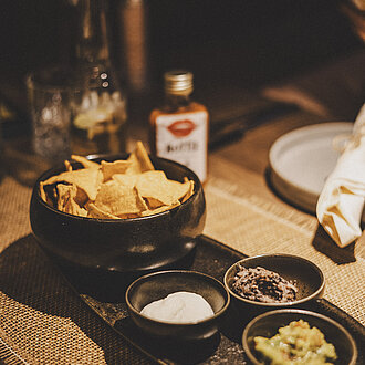 Nachos mit verschiedenen Dips im Hotel Enzian in Obertauern 
