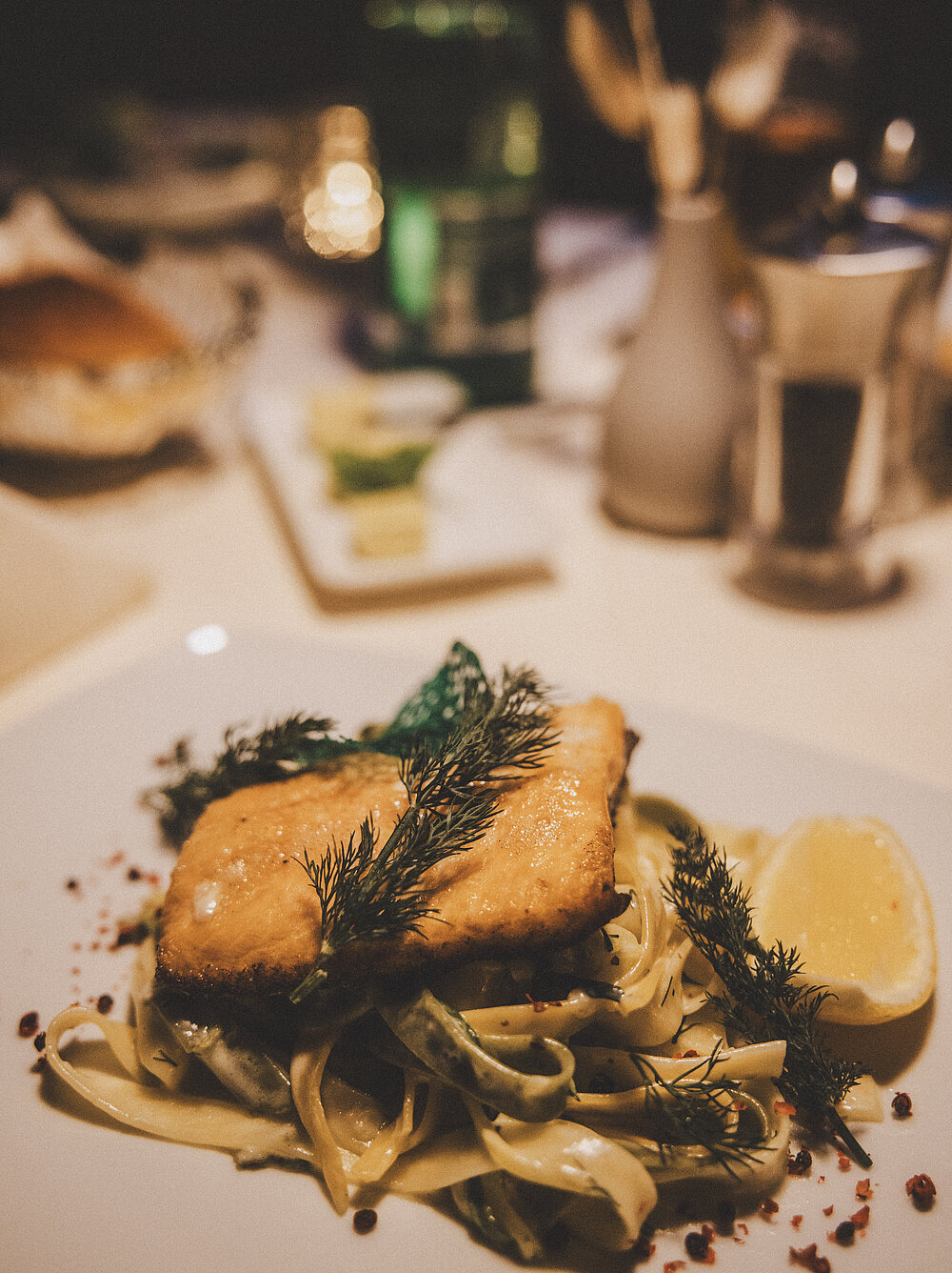 fish dish with noodles
